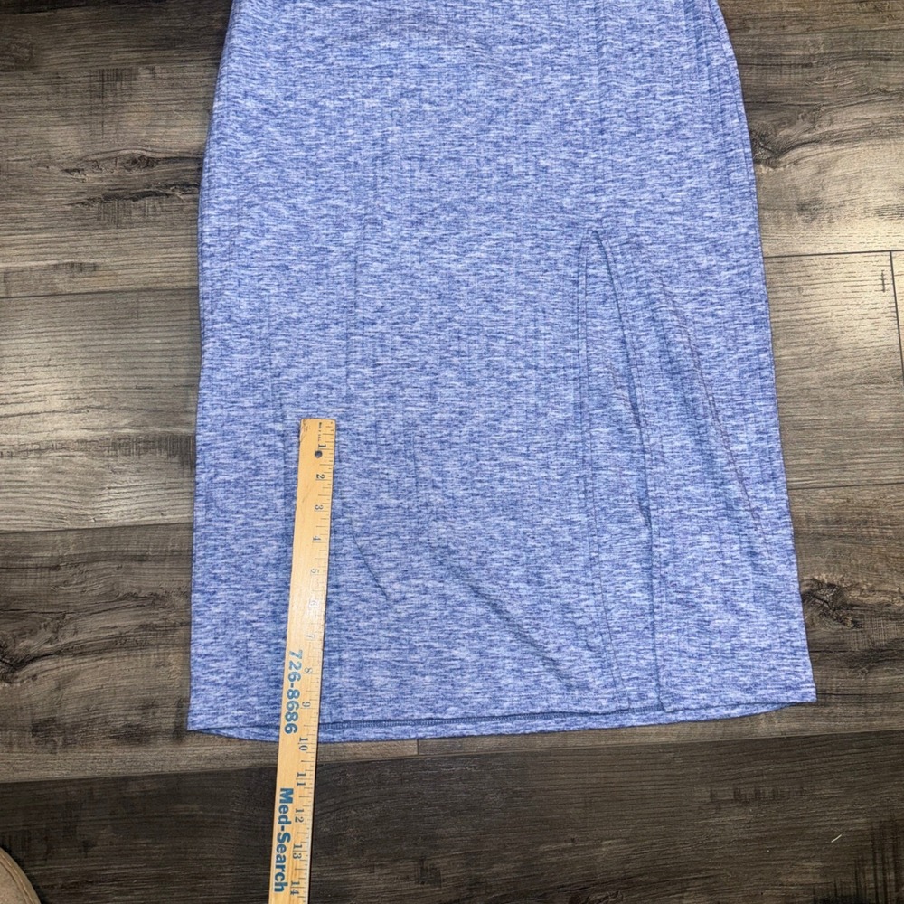 Aerie Blue Heather Maxi Dress Womens Small Petite Racerback Cutout Side Slit - Picture 7 of 10